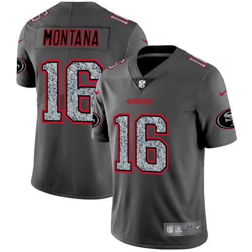 Men San Francisco 49ers #16 Montana Nike Teams Gray Fashion Static Limited NFL Jerseys->kansas city chiefs->NFL Jersey
